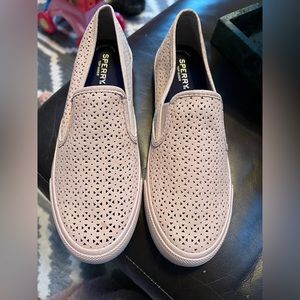 Sperry Women's Seaside Naut Rose Perf Emboss Slip On Shoe- Size 9 M